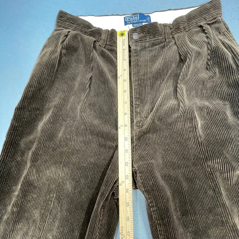 Vtg Polo Ralph Lauren Brown Andrew Pleated Corduroy Pants Mens 33x30